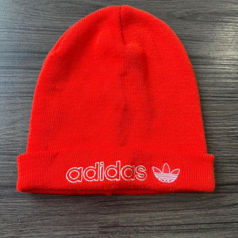 Adidas Orange embroidered Spellout beanie skate beanie